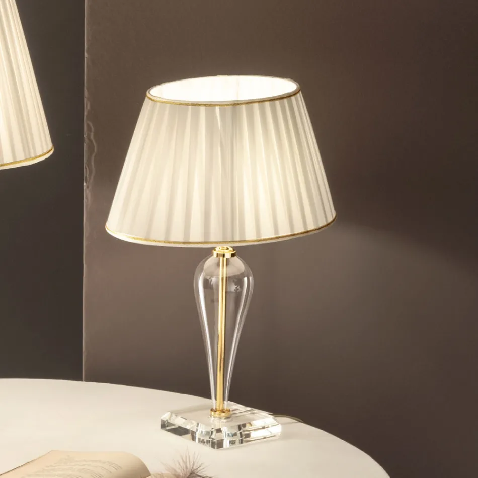 Classic Italian Handmade Glass Table Lamp and Lampshade - Rapallo Viadurini