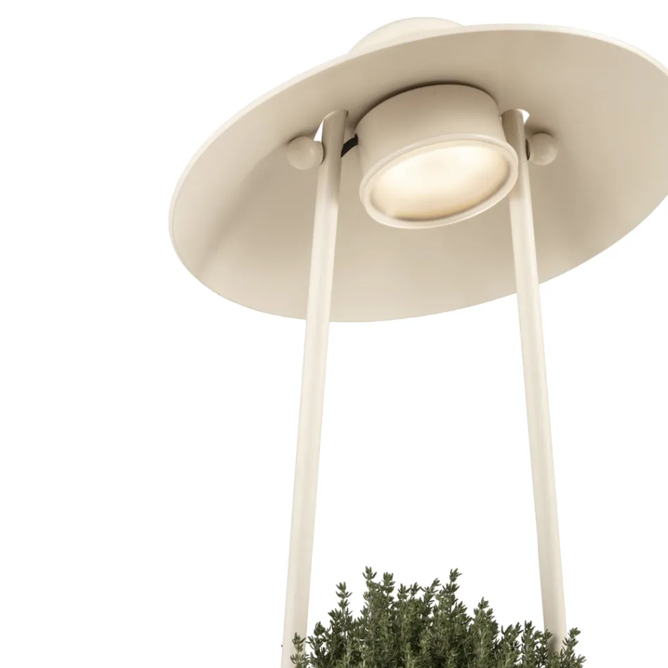 Outdoor Lamp with Planter in Clay, Aluminum and Brass - Cappello Viadurini