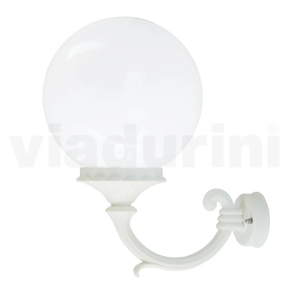 Outdoor Lamp in White Aluminum with Opal Acrylic Sphere - Trovabianco Viadurini