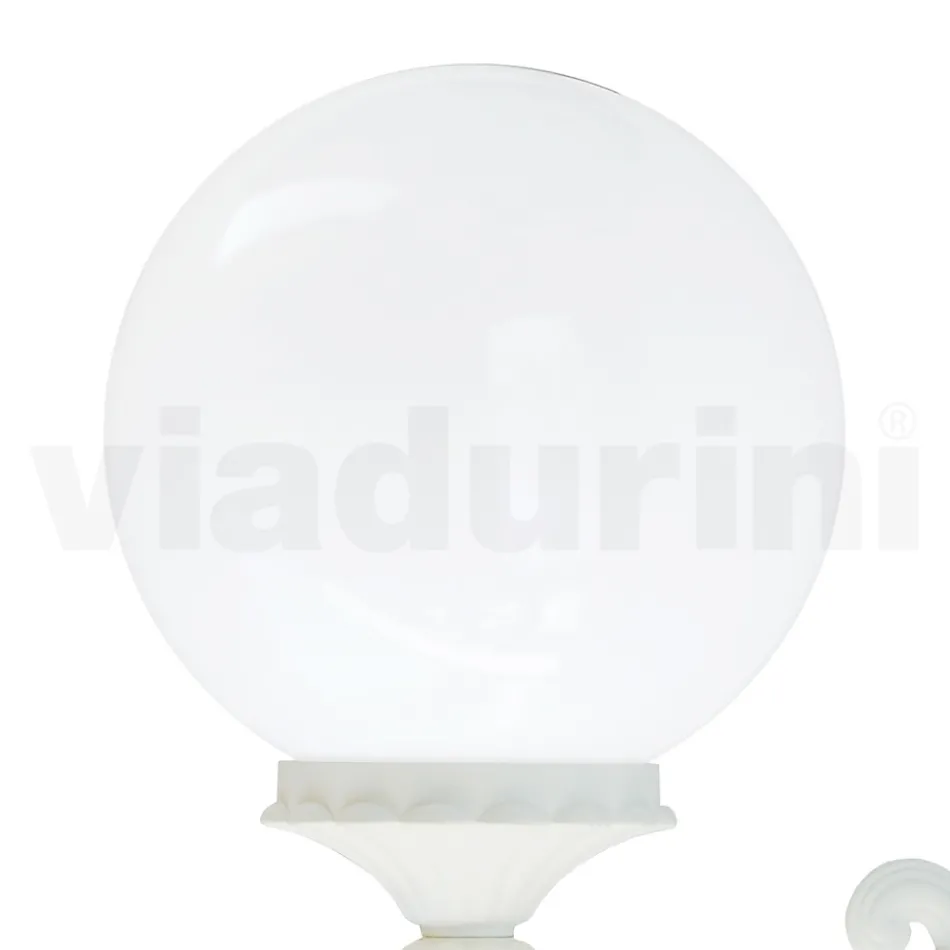 Outdoor Lamp in White Aluminum with Opal Acrylic Sphere - Trovabianco Viadurini