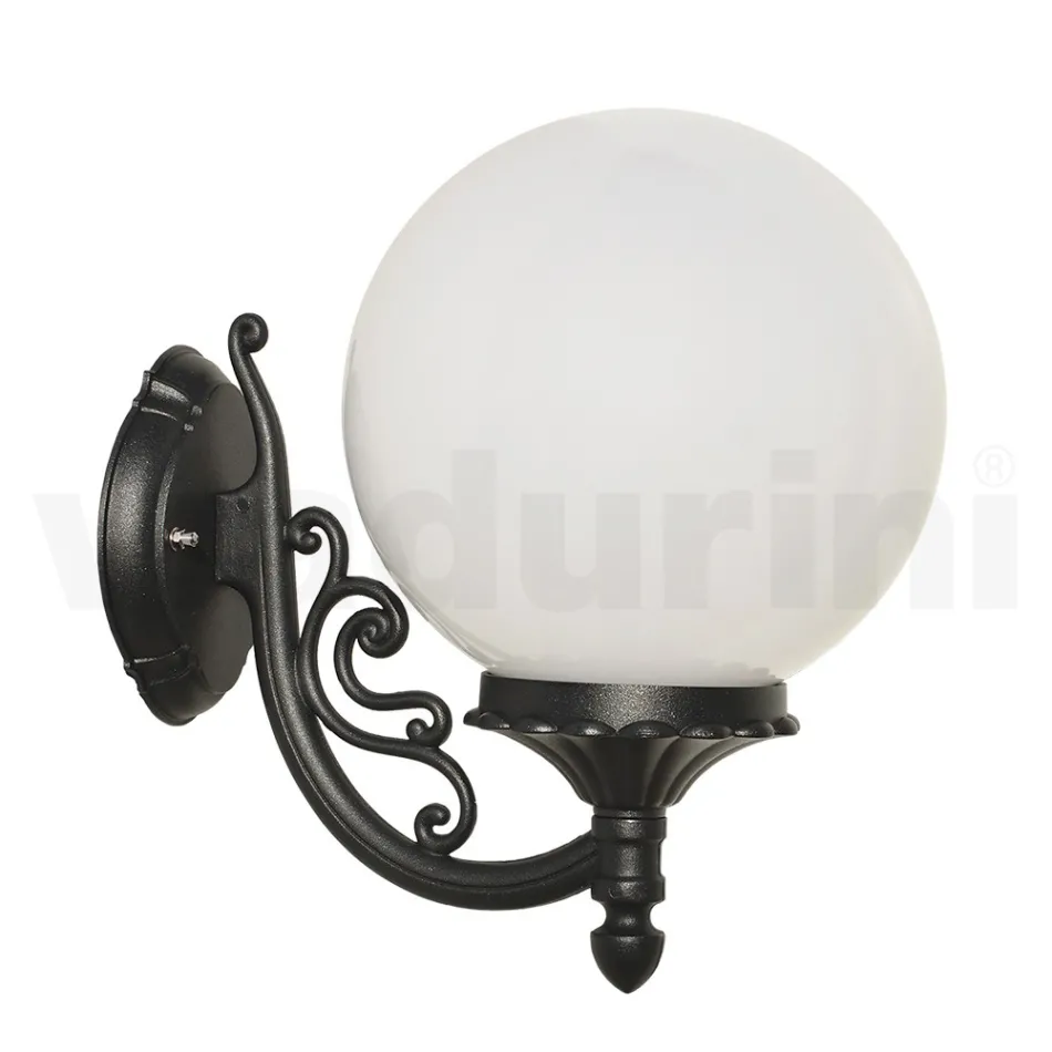 Outdoor Lamp in Aluminum with Opal Acrylic Sphere - Trovaanthracite Viadurini