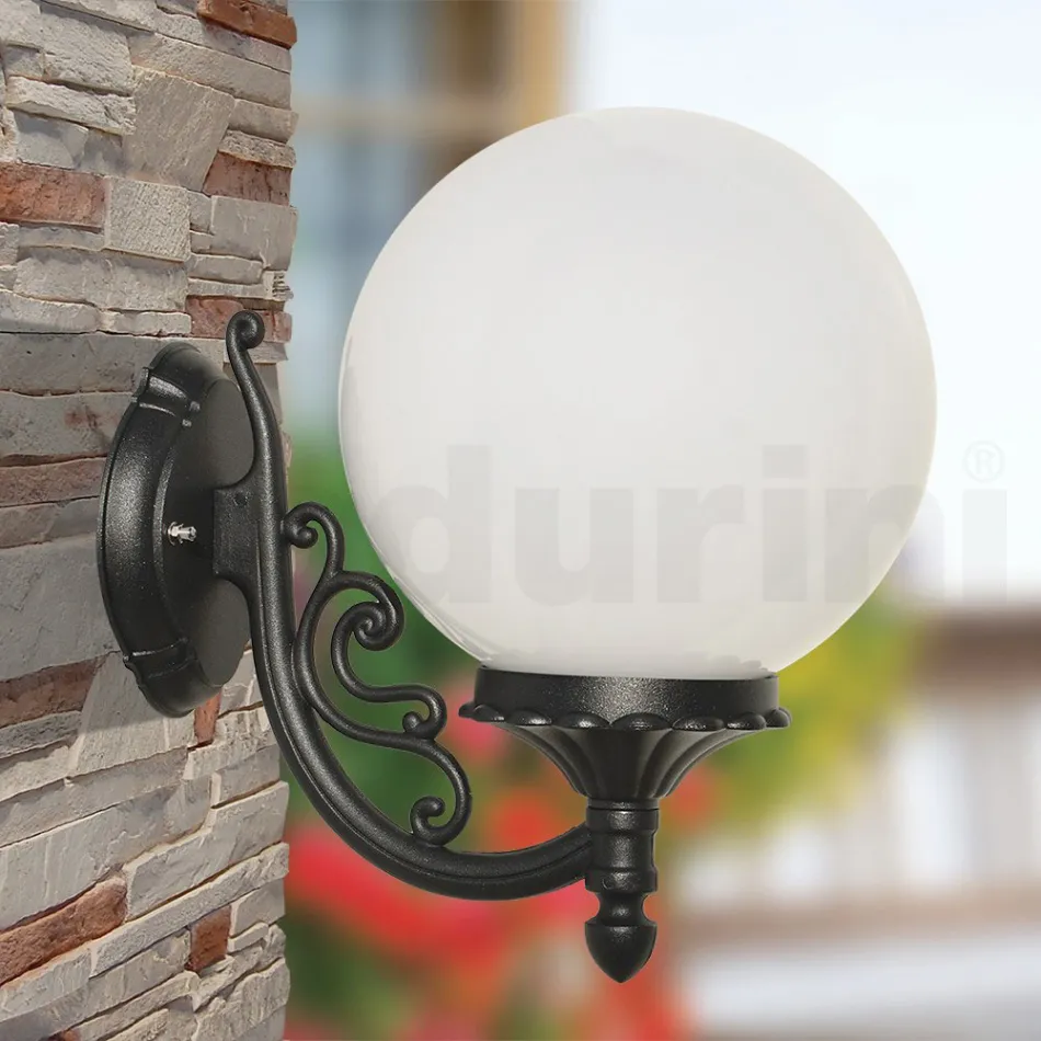 Outdoor Lamp in Aluminum with Opal Acrylic Sphere - Trovaanthracite Viadurini