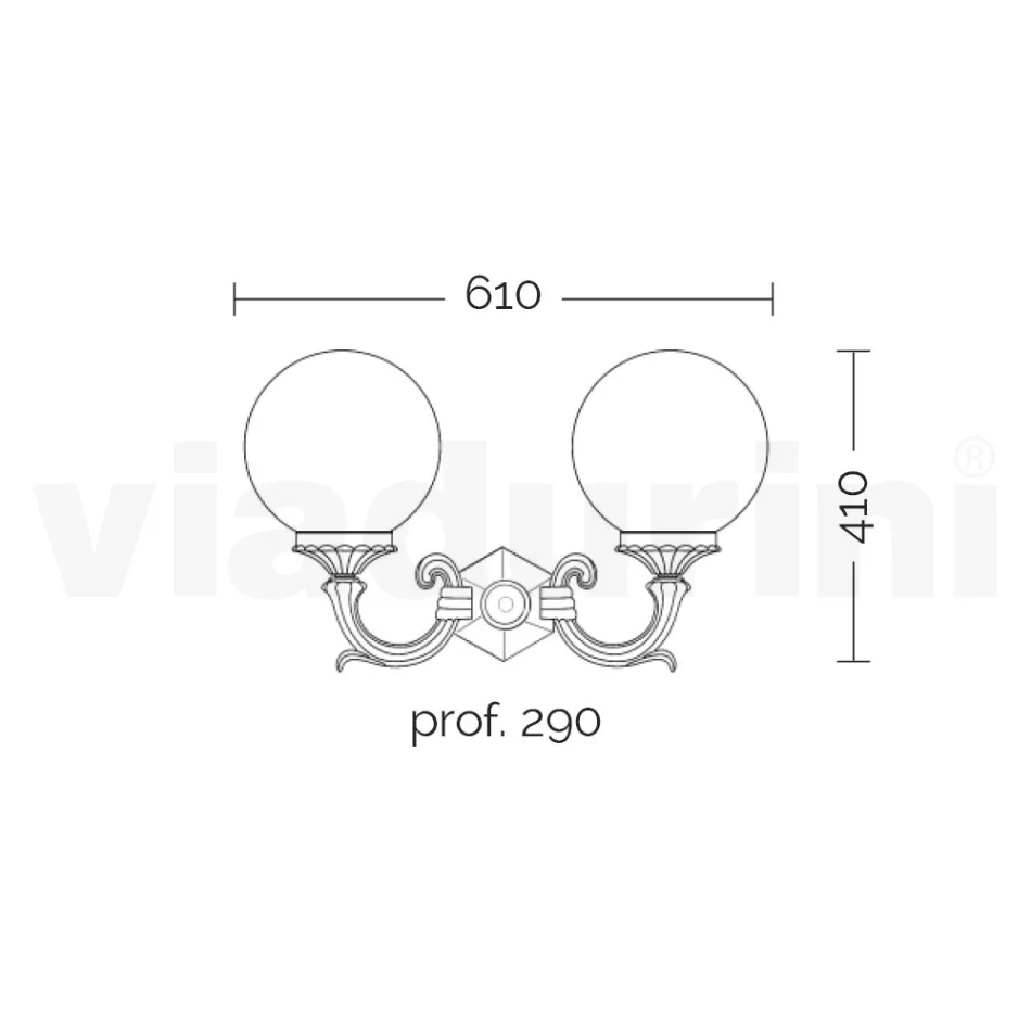 Garden Lamp with 2 Acrylic Lights and Aluminum Structure - Trovanero Viadurini