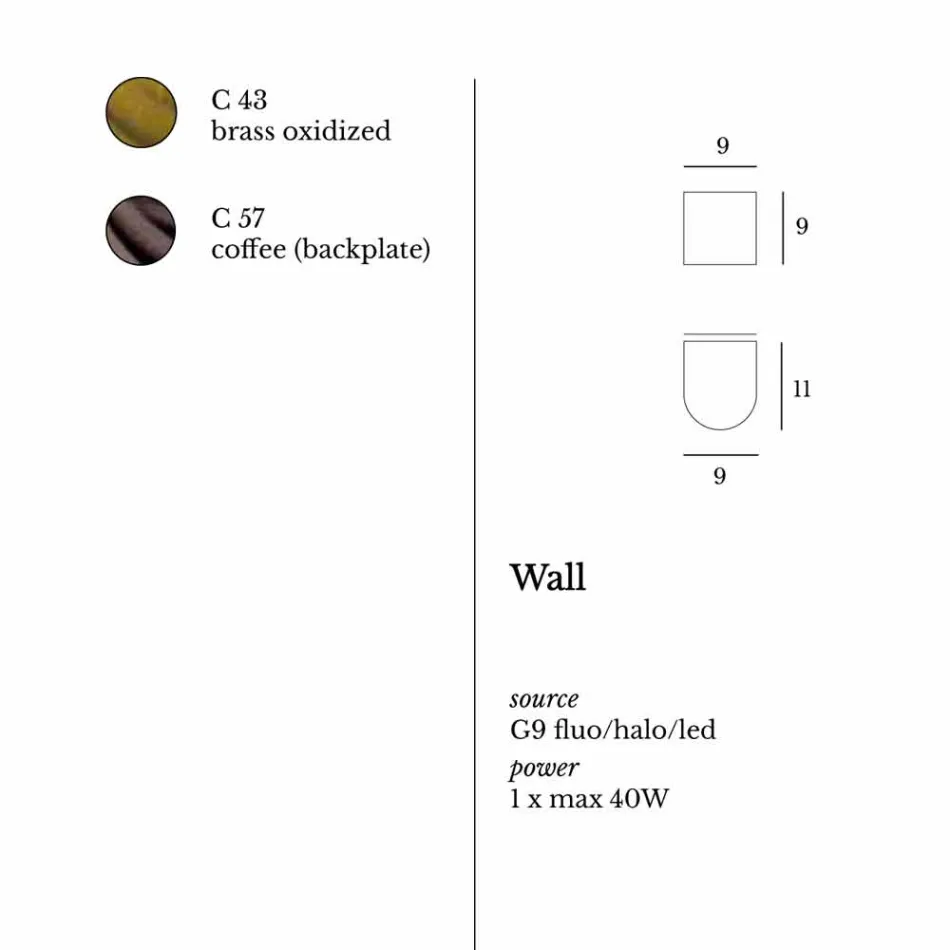 Modern wall lamp in brass and steel Ø11xh.11xsp.12 cm Bernadet Viadurini