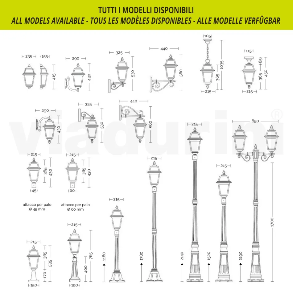 Outdoor Wall Lamp in Die-Cast Aluminum and Glass Made in Italy - Elric Viadurini