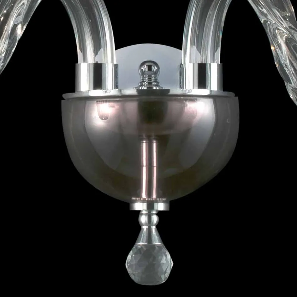 Two-light wall lamp in glass and crystal Ivy, made in Italy Viadurini