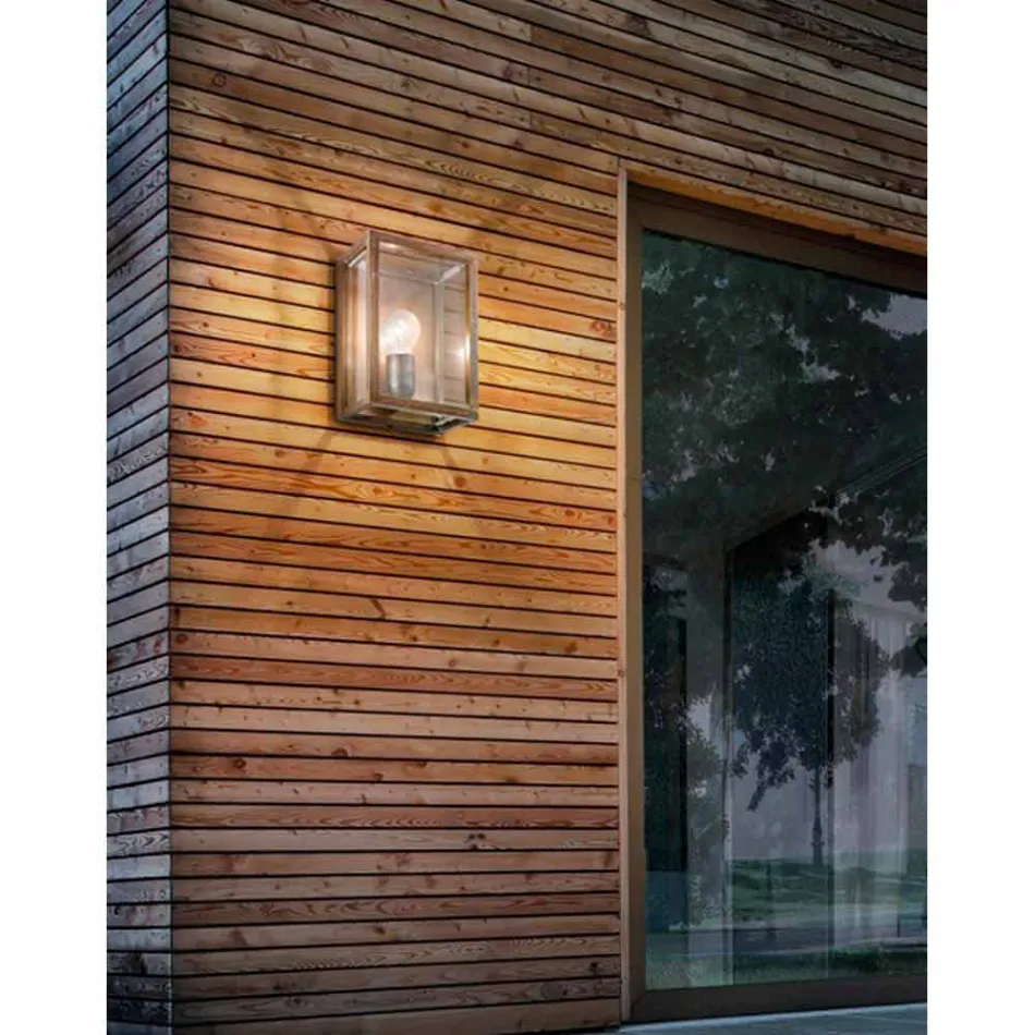 from large wall lamp in brass and glass panel Il Fanale Viadurini