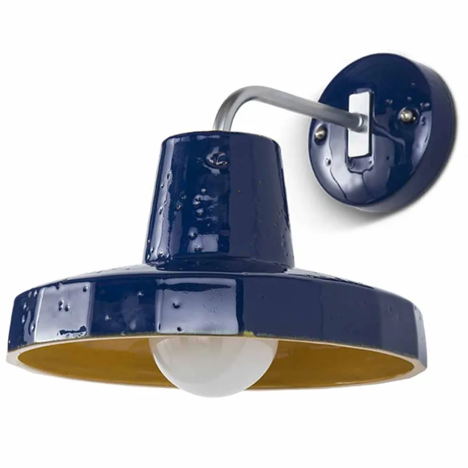 Modern wall lamp in Tuscan majolica and brass, Rossi Toscot Viadurini