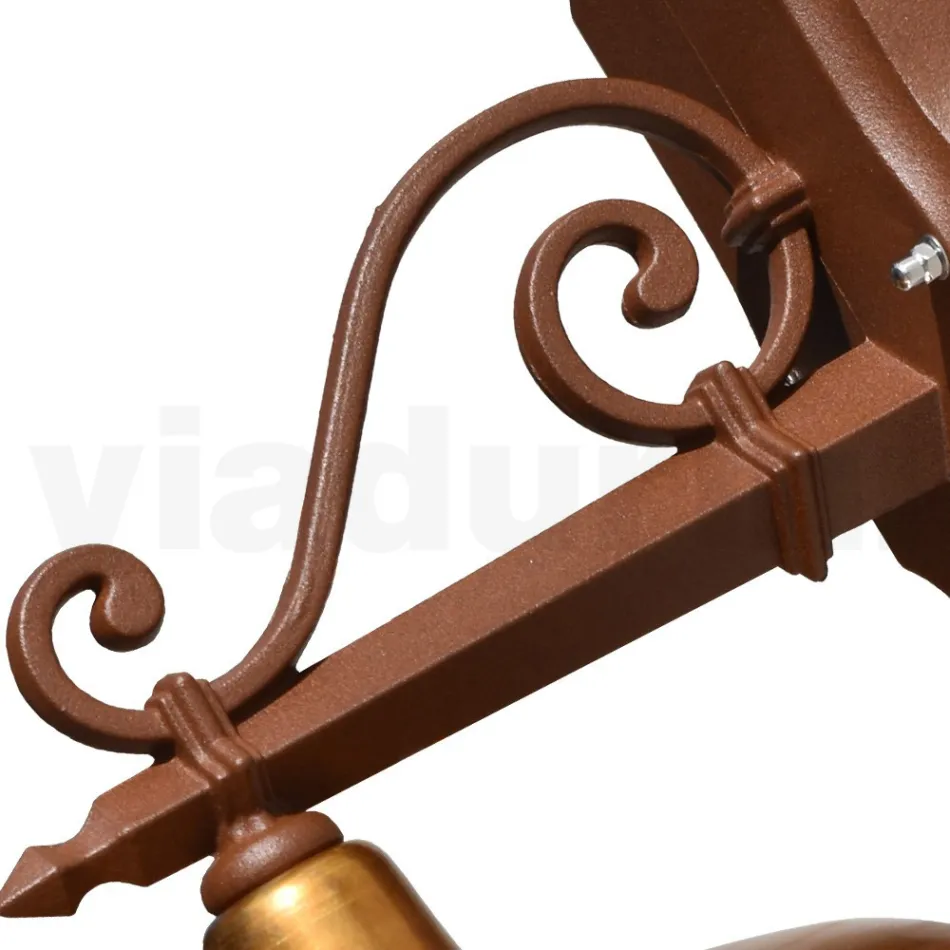 Outdoor Wall Lamp in Aluminum and Brass Made in Italy - Adela Viadurini