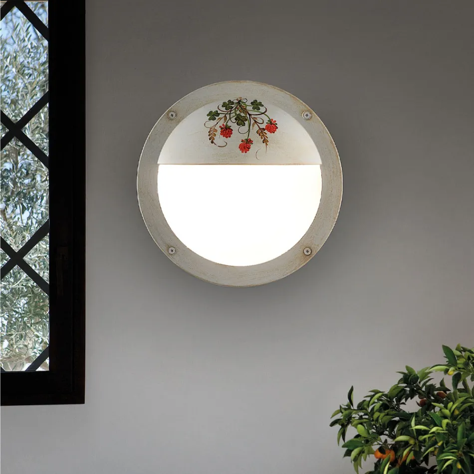 Round Hand Painted Aluminum Garden Wall Lamp - Brindisi Viadurini