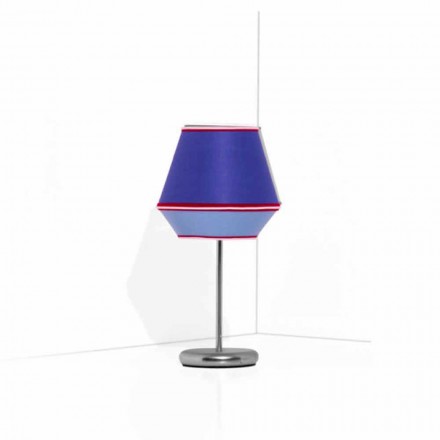 Blue Table Lamp with Chromed Metal Structure Made in Italy - Soya Viadurini