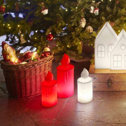 White or Red Luminous Candle Table Lamp Design by Slide - Fiammetta Viadurini