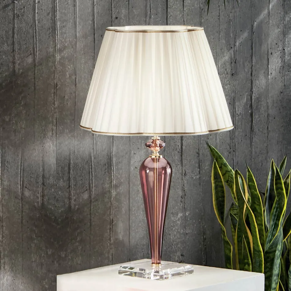 Classic Table Lamp Handmade in Glass and Crystal - Mariangela Viadurini