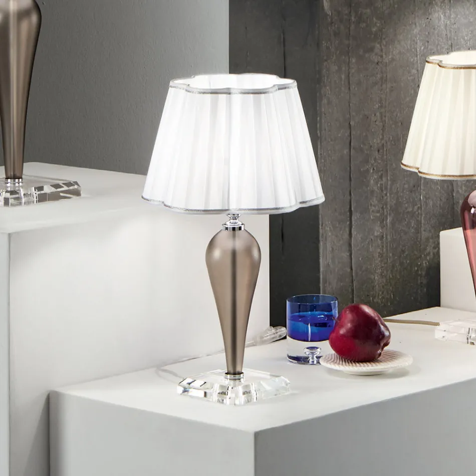 Classic Table Lamp Handmade in Glass and Crystal - Mariangela Viadurini