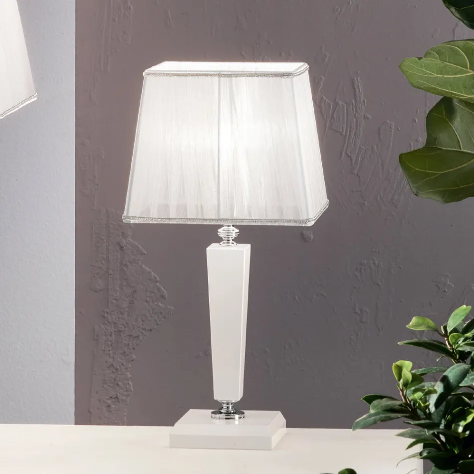 Classic Italian Handmade Glass Table Lamp and Shade - Malaysia Viadurini