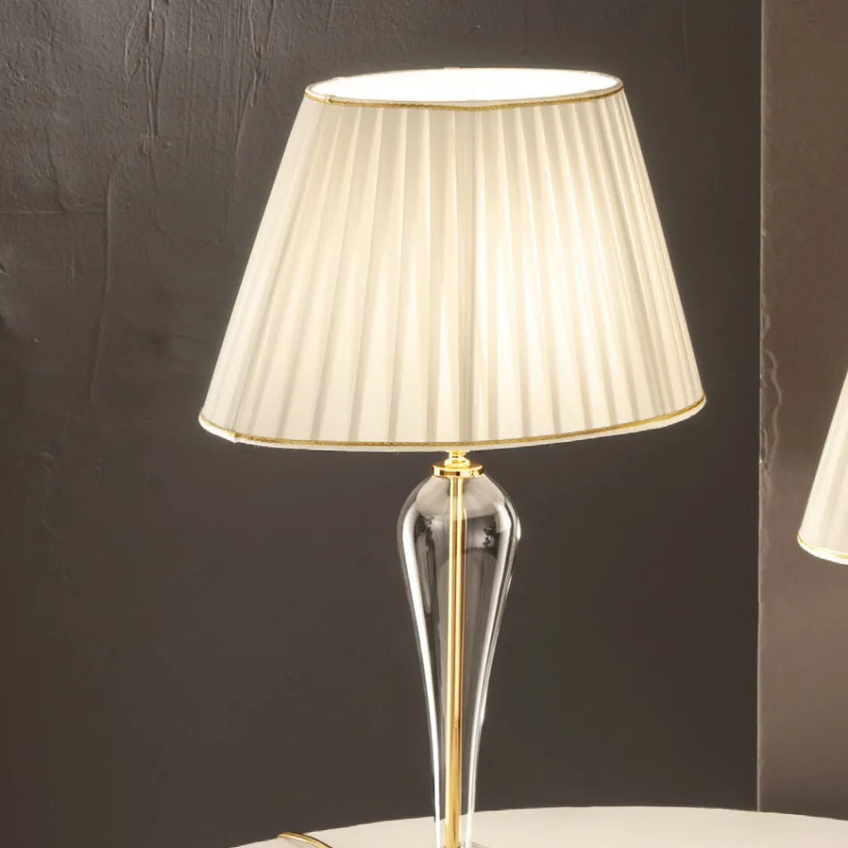 Classic Italian Handmade Glass Table Lamp and Lampshade - Rapallo Viadurini