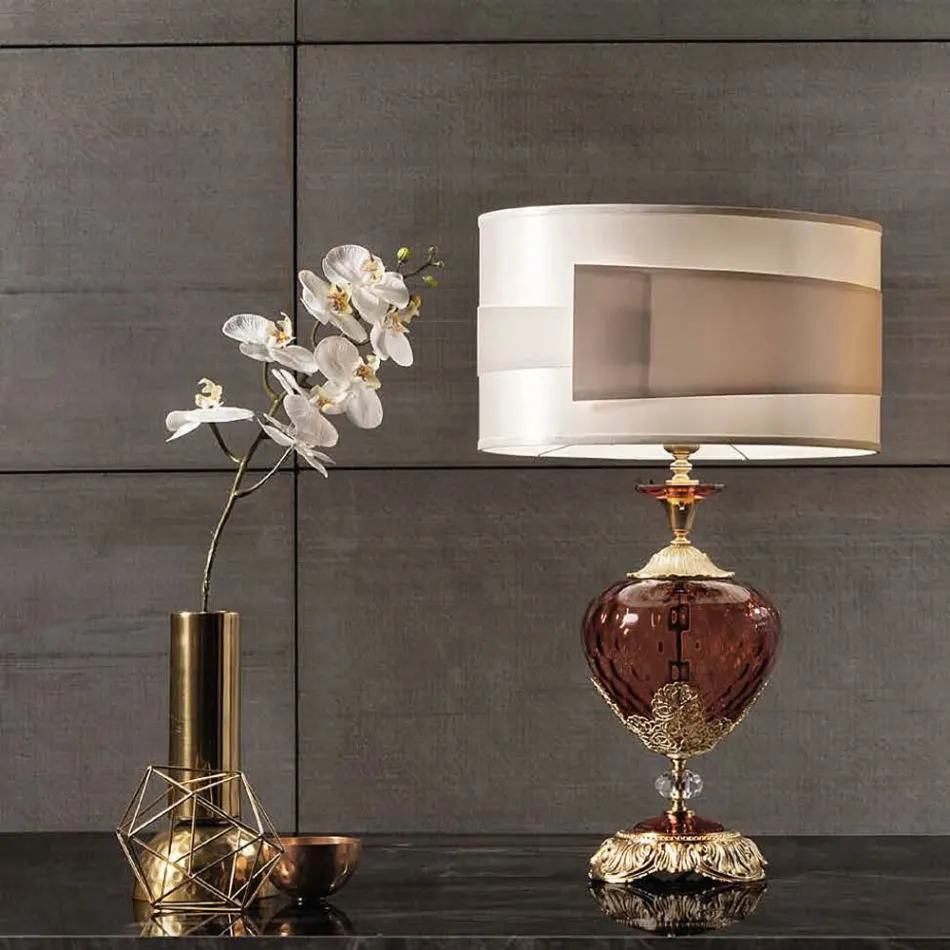 Classic Table Lamp Italian Handcrafted Glass and Crystals - Magrena Viadurini