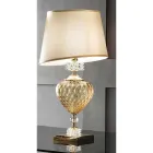 Classic Italian Artisan Glass Table Lamp and Lampshade - Saline Viadurini