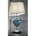 Classic Italian Artisan Glass Table Lamp and Lampshade - Saline Viadurini