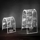 Transparent Acrylic Crystal Table Lamp with Engraved Decoration - Bertella Viadurini