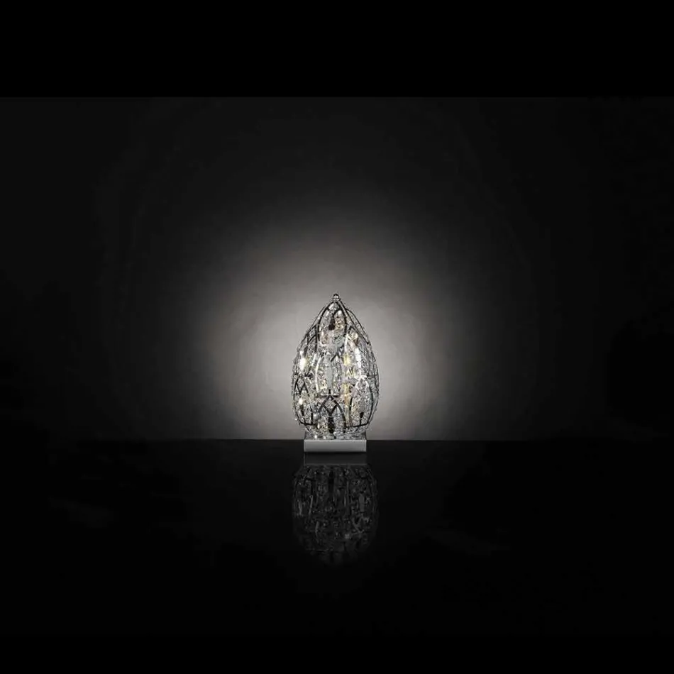 Design table lamp in crystal and steel shaped Egg Egg Viadurini
