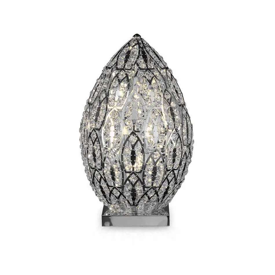 Design table lamp in crystal and steel shaped Egg Egg Viadurini