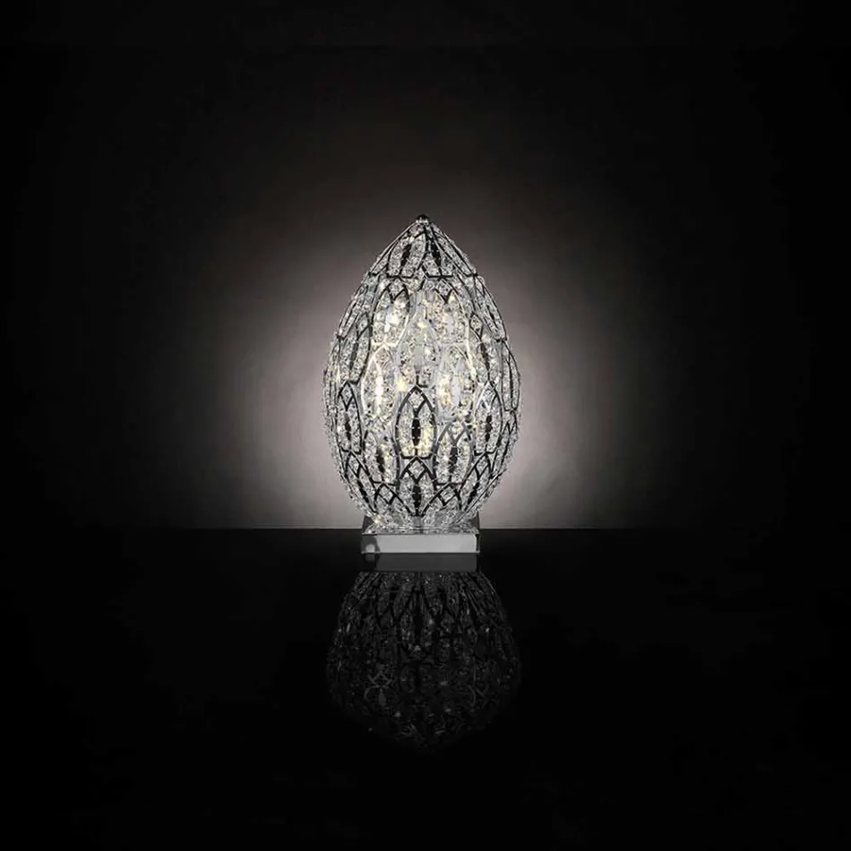 Design table lamp in crystal and steel shaped Egg Egg Viadurini