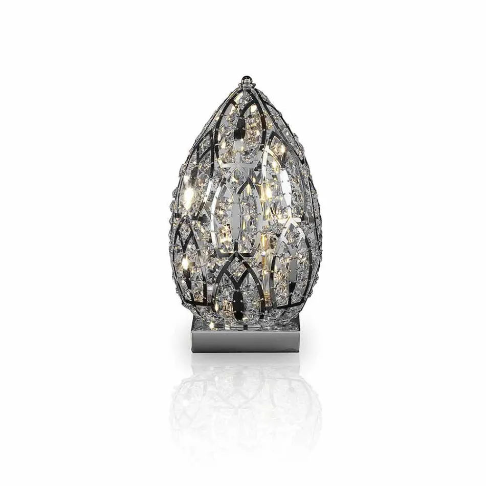 Design table lamp in crystal and steel shaped Egg Egg Viadurini