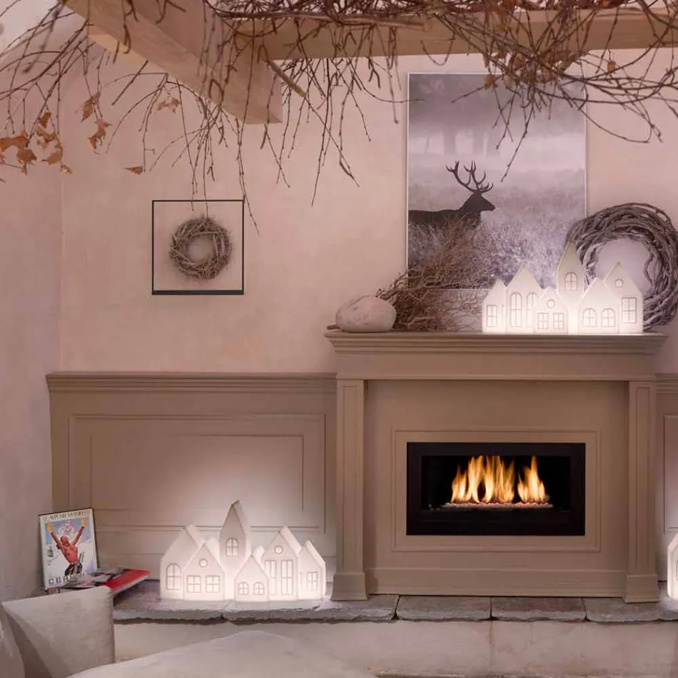 Design Table Lamp with White or Red Led Houses Design Slide - Kuusi Viadurini