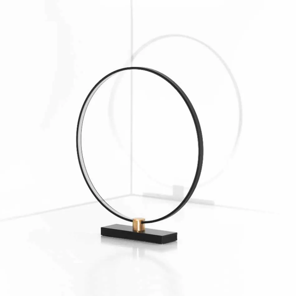 Design Table Lamp in Black Aluminum and Brass Made in Italy - Norma Viadurini