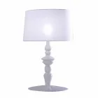 Table Lamp in White Ceramic and Linen Lampshade 2 Dimensions - Cadabra Viadurini