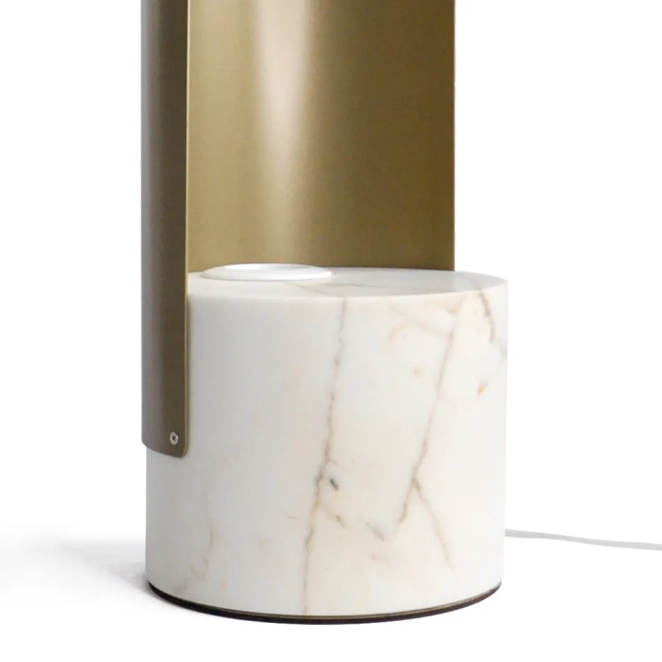 Table Lamp in Paonazzo Marble and Metal Made in Italy - Azumane Viadurini
