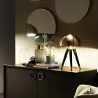 Table Lamp in Black Metal and Brushed Brass Made in Italy - Peter Viadurini