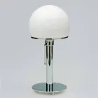 Table Lamp in Opaline with Chrome Structure Made in Italy - Toronto Viadurini