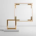 Table Lamp in Brass and Resin with Marble Base Made in Italy - Quizza Viadurini