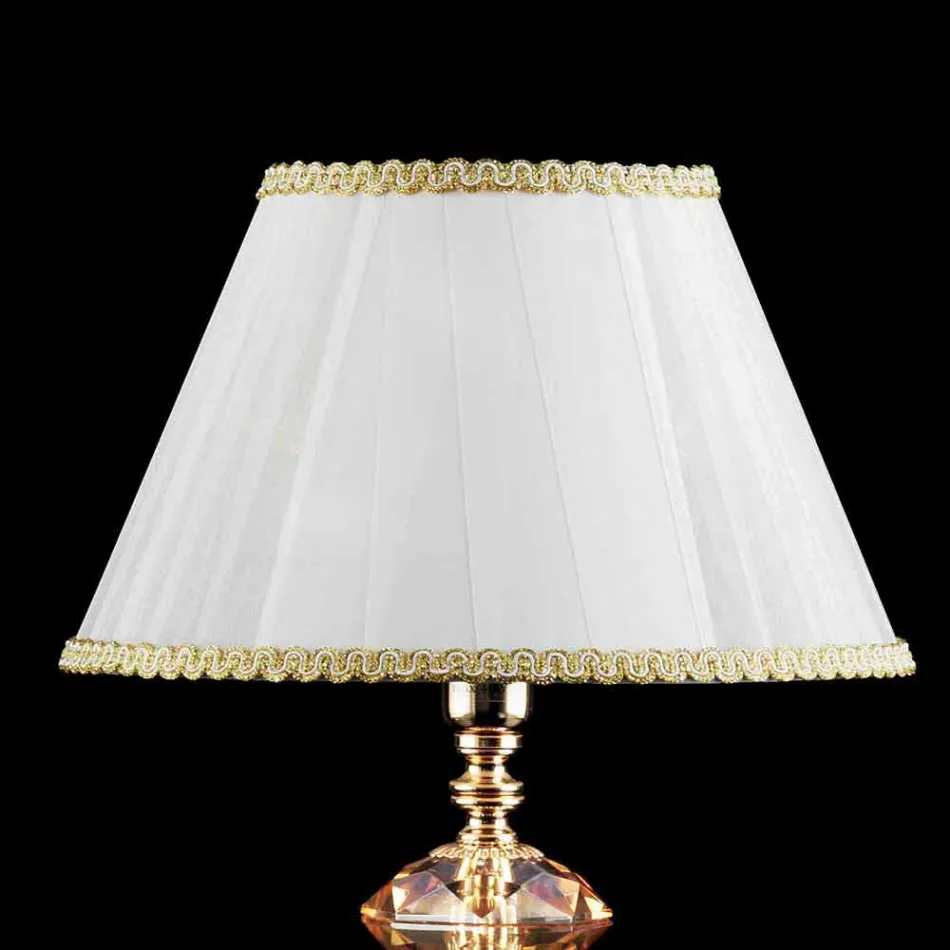 Glass table and crystal lamp Belle, made in Italy Viadurini