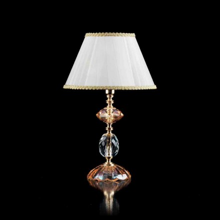 Glass table and crystal lamp Belle, made in Italy Viadurini