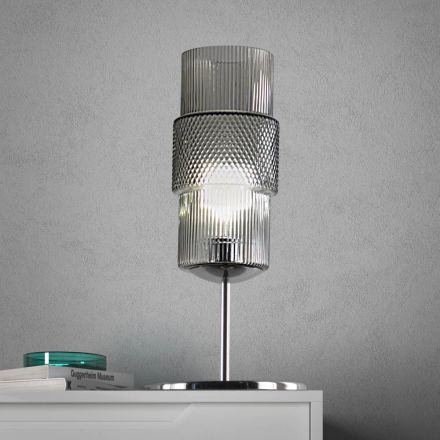 Table Lamp in Hand Blown Glass in Venice and Metal - Satomi Viadurini