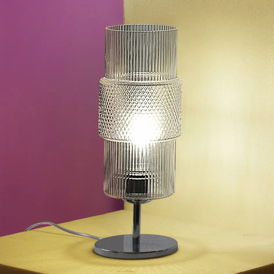 Table Lamp in Hand Blown Glass in Venice and Metal - Satomi Viadurini