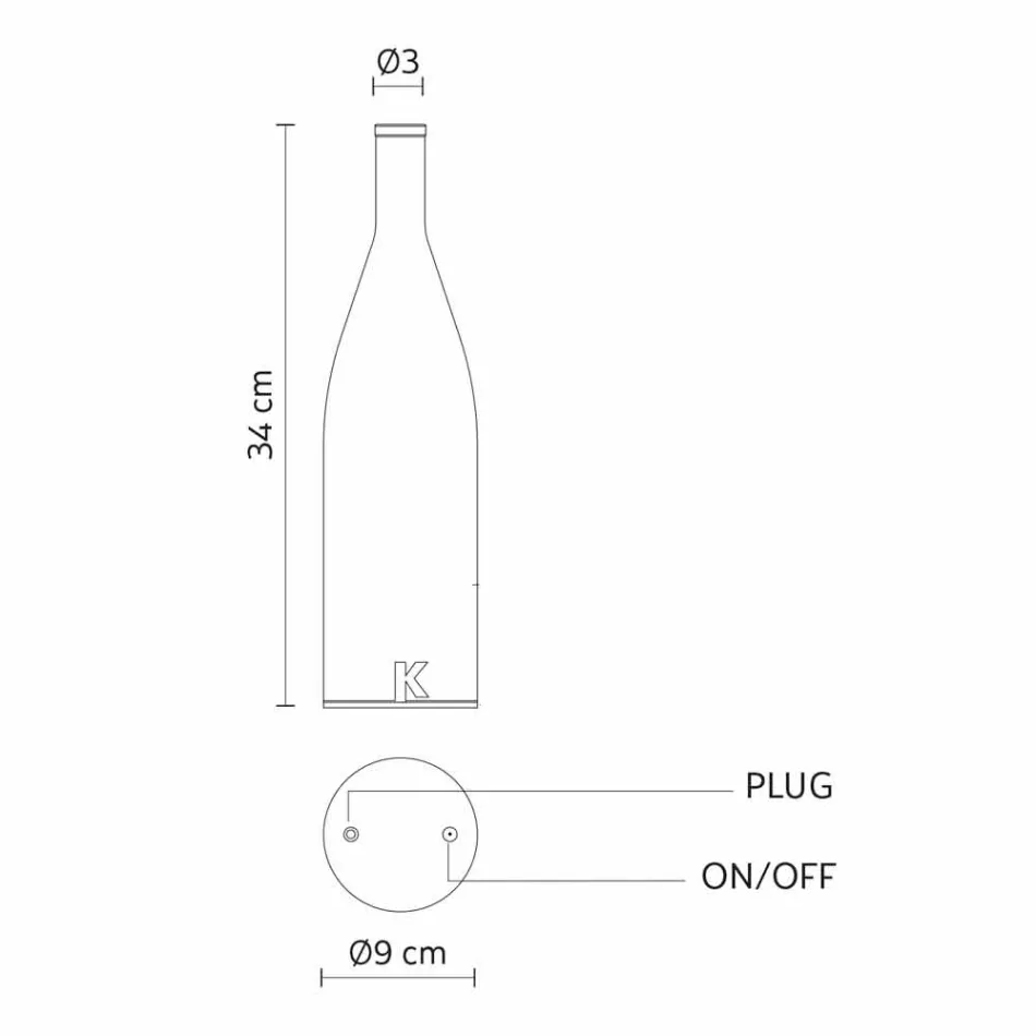 Led Table Lamp in White Frosted Glass Modern Design - Bottle Viadurini