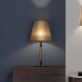 Modern Table Lamp in Metal, Wood and Organza Made in Italy - Boom