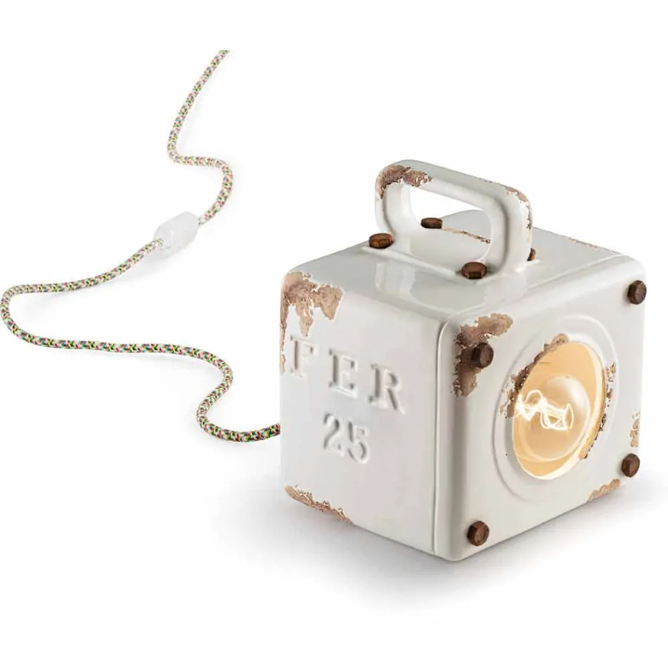 Industrial style table lamp in ceramic and iron Valerie Viadurini