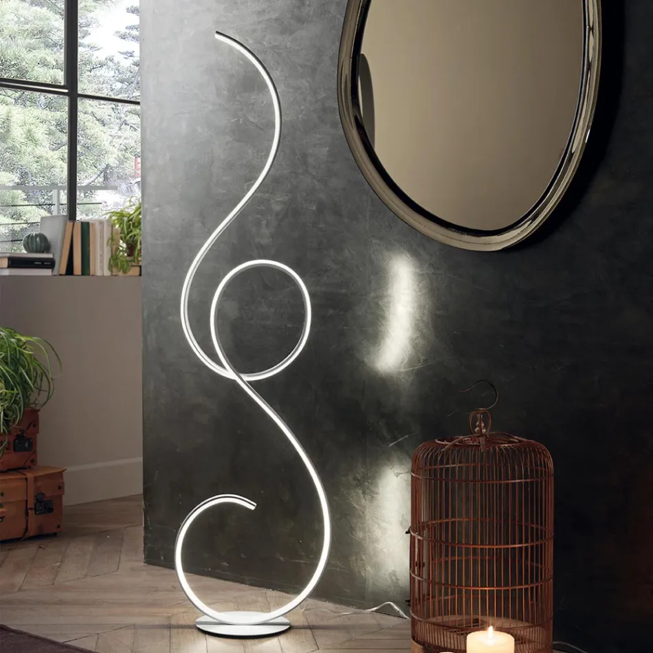 LED Floor Lamp with Design-Clack Painted Metal Structure Viadurini