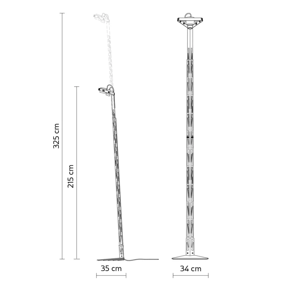 Extendable Floor Lamp Aluminum Matt Black Ladder Design - Watchful Viadurini