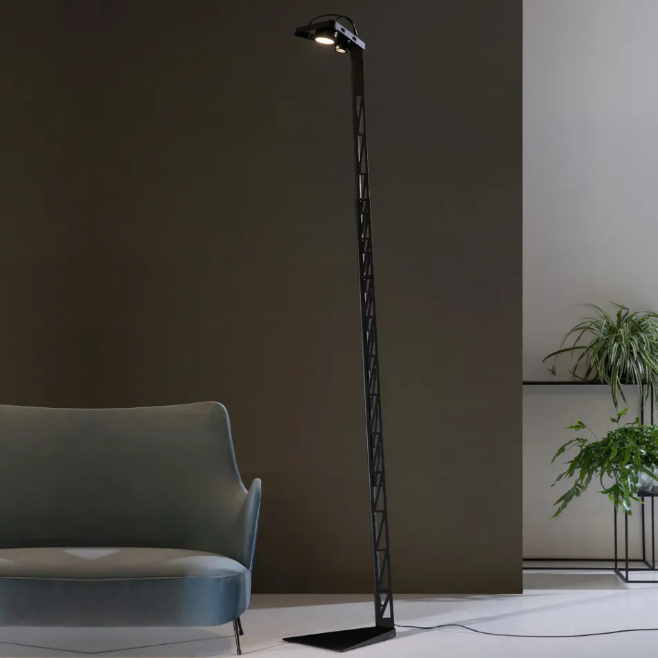 Extendable Floor Lamp Aluminum Matt Black Ladder Design - Watchful Viadurini