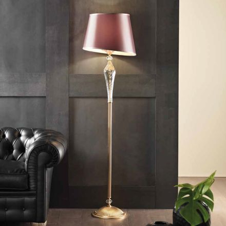 Classic Floor Lamp in Handcrafted Glass and Luxury Lampshade - Flanders Viadurini