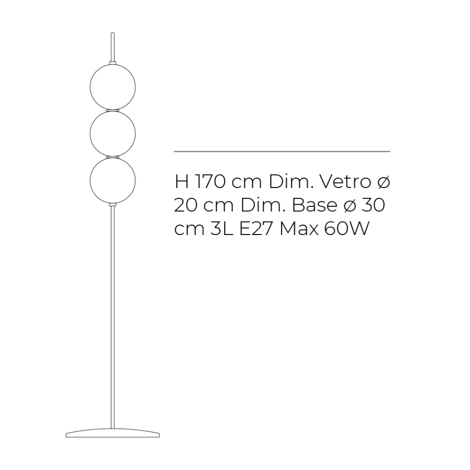 Lumira - Three-Light Floor Lamp in Cased Glass Made in Italy Viadurini
