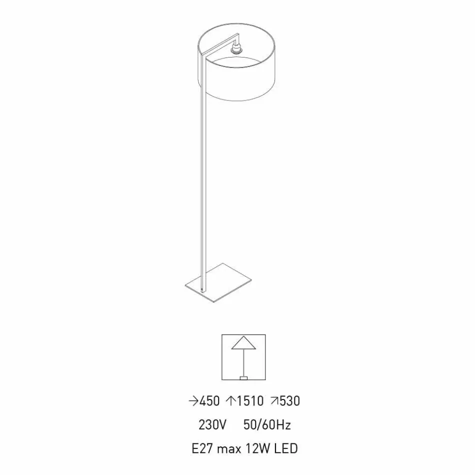 Design Floor Lamp in Metal with Linen Lampshade Made in Italy - Bali Viadurini