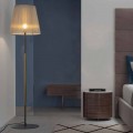 Design Floor Lamp in Metal, Wood and Organza Made in Italy - Boom