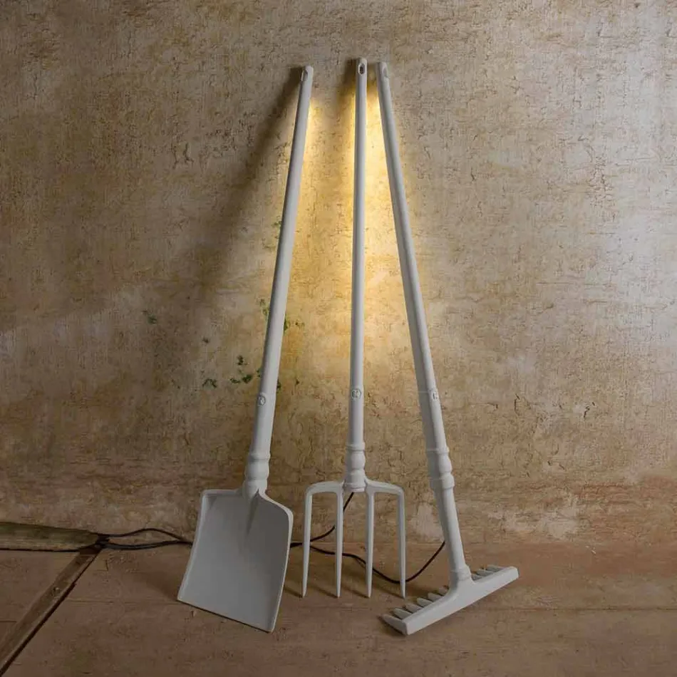 Outdoor Floor Lamp in White Technopolymer Design of 3 Forms - Tools Viadurini